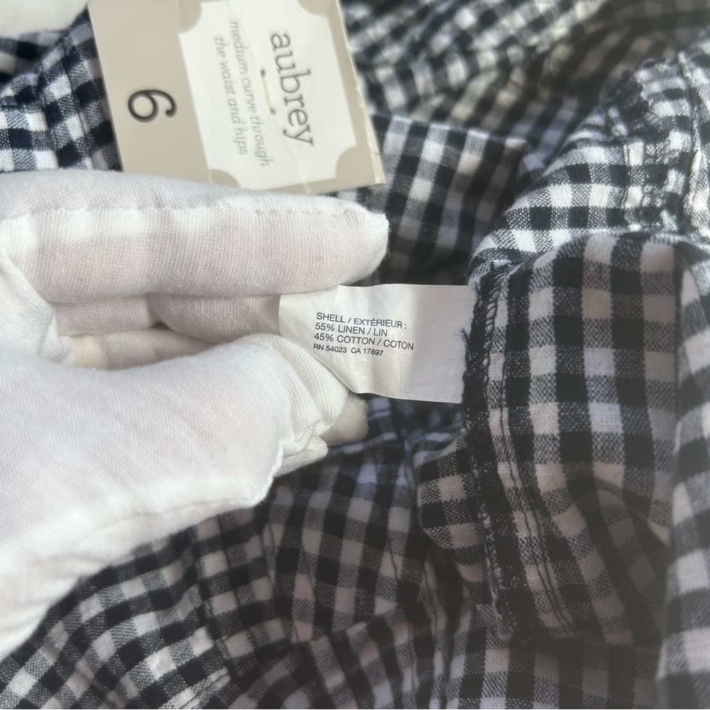 Gap Aubrey Shorts women’s size 6 gingham checkered black & white linen blend NEW - Picture 9 of 13